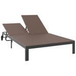 ZNTS Sunbed with Cushions and Wheels 2-Person Brown Poly Rattan 42004132