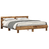 Bed Frame with Headboard Old Wood 180 x 200 cm Engineered Wood 3333936