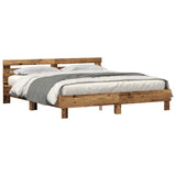 Bed Frame with Headboard Old wood 200 x 200 cm Engineered wood 3333933