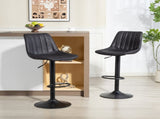 Set of 2 Leathaire Tub Bar Stools - Black T3398P423550