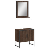 2 Piece Bathroom Cabinet Set Brown Oak Engineered Wood 3214338