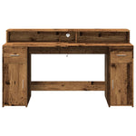 Desk with LED Lights Old Wood 160x55x91 cm Engineered Wood 3309436