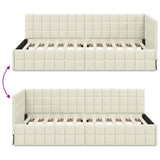 Corner Bed Frame with Headboard Cream 100 x 200 cm Velvet 42016405
