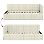 Corner Bed Frame with Headboard Cream 90 x 200 cm Velvet 42016395