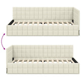Corner Bed Frame with Headboard Cream 100 cm x 200 cm Velvet 42016405