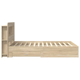 Bed Frame with Storage Sonoma Oak 150 x 200 cm Engineered Wood 3433882