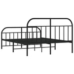 Metal Bed Frame without Mattress with Footboard Black 140x190cm 353653