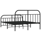 Metal Bed Frame without Mattress with Footboard Black 140x190cm 353653