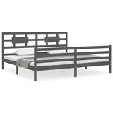 Bed Frame without Mattress Grey 200x200 cm Solid Wood 3194463