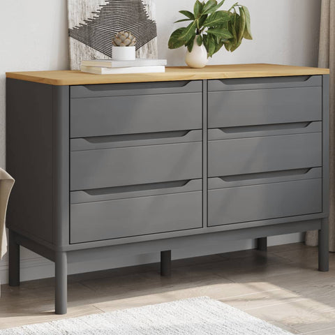 Chest of Drawers FLORO Grey Solid Wood Pine 374013