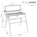 Barrel Grill with 2 Cooking Grids 3 pcs 80 x 73 x 90 cm Metal 3443030
