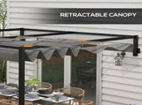 2 x 3 Lean To Steel Pergola, with Moving Fabric Canopy - Dark Grey T3398P314122