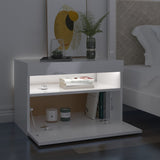 ZNTS Bedside Cabinet & LED Lights 2 pcs High Gloss White 60x35x40 cm 3082787