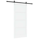 Sliding Door 93 x 211 cm Engineered Wood White and Black 3449894