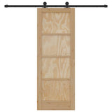 Sliding Door Natural and Black 73.5 x 198.5 cm Solid Pine Wood 3333354