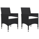 3 Piece Garden Dining Set with Cushions Black 3095890