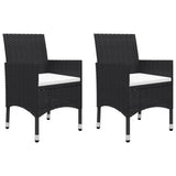 3 Piece Garden Dining Set with Cushions Black 3095890