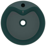 147036 Luxury Wash Basin with Overflow Matt Dark Green 36x13 cm Ceramic