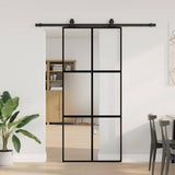 Sliding Door with Hardware Set Black 90x205 cm Tempered Glass 3375824