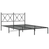 Metal Bed Frame without Mattress with Headboard Black 140x200cm 376503