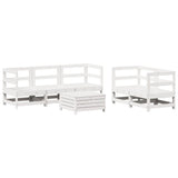 6 Piece Garden Sofa Set White Solid Wood Pine 3250805