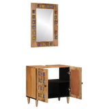 Bathroom Furniture Set with Door 2 pcs Natural Solid Mango Wood 3310096