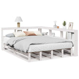 Bookcase Bed without Mattress White 135x190cm Solid Wood Pine 3324515