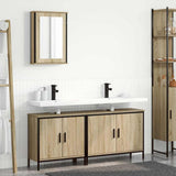 Bathroom Furniture Set with Shelf 3 pcs Brown Engineered wood 3345140