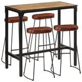 5 Piece Bar Set Solid Rough Wood Mango and Metal 3216414