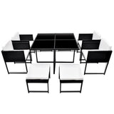 9 Piece Outdoor Dining Set with Cushions Poly Rattan Black 42762