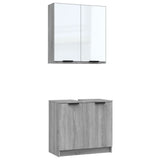ZNTS 2 Piece Bathroom Cabinet Set Grey Sonoma Engineered Wood 3115866