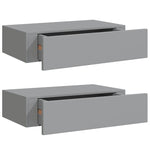 Wall-mounted Drawer Shelves 2 pcs Grey 40x23.5x10cm MDF 330246