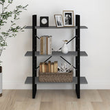 3-Tier Book Cabinet Grey 80x30x105 cm Solid Pine Wood 806534