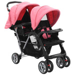 Tandem Stroller Pink and Black Steel 10157