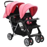 Tandem Stroller Pink and Black Steel 10157