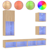 5 Piece TV Wall Units with LED Sonoma Oak Engineered Wood 3216677