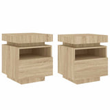 Bedside Cabinets with LED Lights 2 pcs Sonoma Oak 40x39x48.5 cm 836789