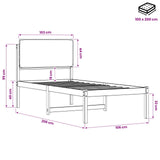 Bed Frame with Upholstered Headboard Natural and Light Grey 904263