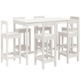 7 Piece Garden Bar Set White Solid Wood Pine 3154761