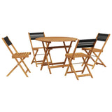 5 Piece Garden Dining Set Black Polypropylene and Solid Wood 3281769