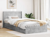 Bed Frame with Storage and Headboard Concrete Grey 90 x 190 cm 3414518