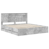 Bed Frame with Drawer Concrete Grey 180 x 200 cm Engineer Wood 3410159