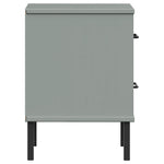 ZNTS Bedside Cabinet with Metal Legs Grey Solid Wood Pine OSLO 350974