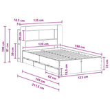 Bed Frame with Storage Smoked Oak 120 x 190 cm Engineered Wood 3434025