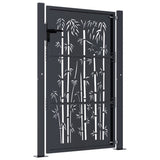Garden Gate Anthracite 100x150 cm Steel Bamboo Design 153181