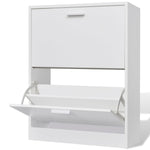 ZNTS White Wooden Shoe Cabinet with 2 Compartments 241242