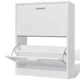 ZNTS White Wooden Shoe Cabinet with 2 Compartments 241242