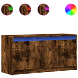 TV Cabinet with LED Smoked Oak 100x34x50 cm Engineered Wood 852212