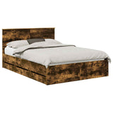 Bed Frame with Drawer Smoked Oak 135 x 190 cm Engineer Wood 3410718