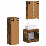 Bathroom Furniture Set 4 pcs Smoked Oak 3407451